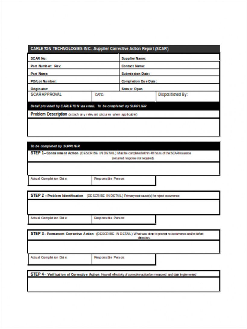 Editable Employee Corrective Action Form Template Excel Example