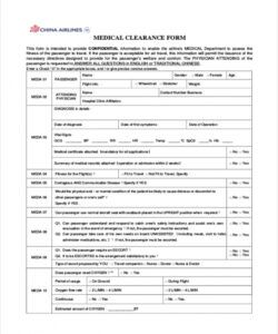 Editable Medical Clearance Form Template