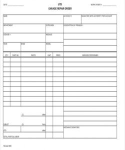 Editable Parts Order Form Template Excel Sample