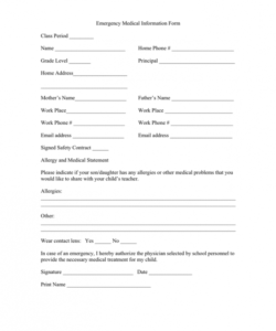 Emergency Medical Information Form Template Pdf Example