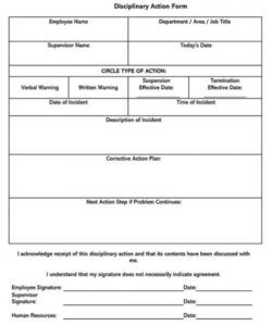Employee Corrective Action Form Template Word Example