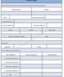 Free Basic Payroll Change Form Template Doc