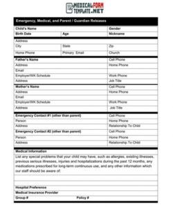 Free Emergency Medical Information Form Template Word Sample