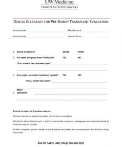 Medical Clearance Form Template Word Example