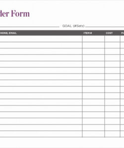 Parts Order Form Template Word