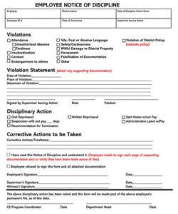 Printable Employee Corrective Action Form Template  Example