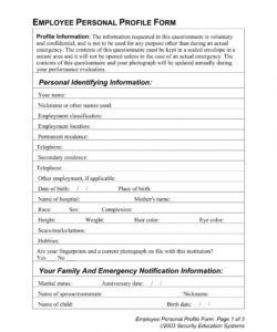 Printable Employee Form Template Excel Sample