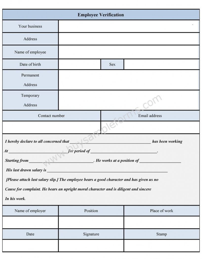 Printable Employee Form Template PDF Example | Minasinternational