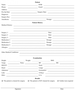 Printable Medical Clearance Form Template Word Example