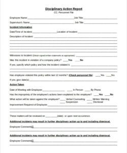 Professional Employee Corrective Action Form Template Pdf