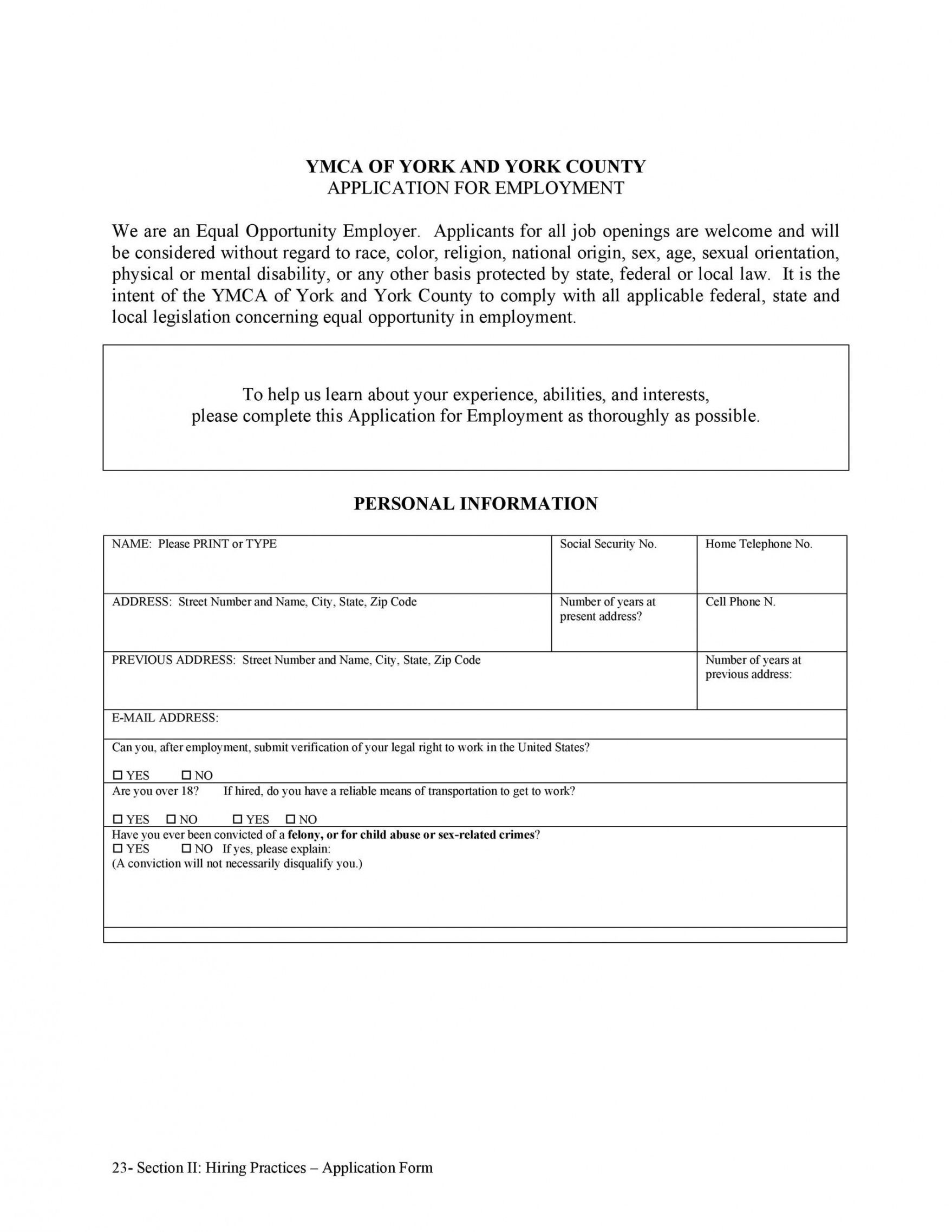 Professional Hiring Form Template Word