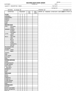 Professional Parts Order Form Template