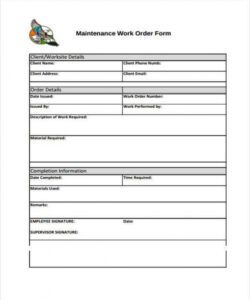 Work Request Form Template Doc