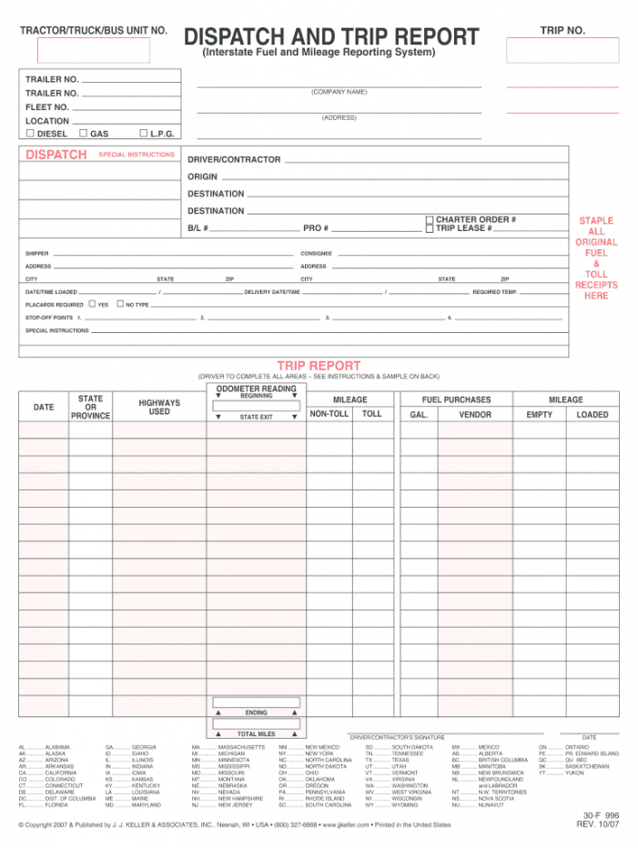 Costum Dispatch Form Template Word Example