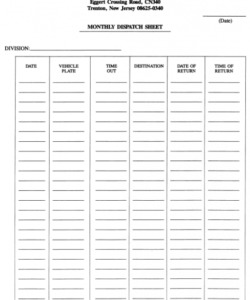 Costum Dispatch Form Template Word Example