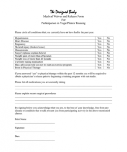 Costum Injury Waiver Form Template Pdf Example
