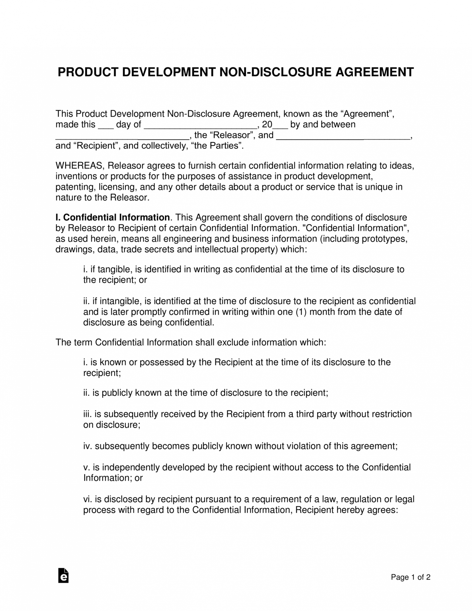 Costum non disclosure form template excel example minasinternational