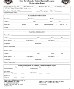 Costum Sunday School Registration Form Template  Example