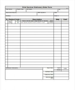 Editable Part Order Form Template