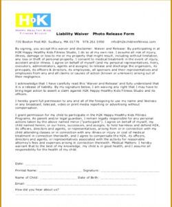 Editable Printable Fitness Waiver And Release Form Template Pdf