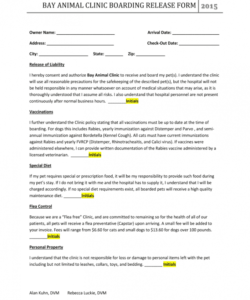 Editable Veterinary Release Form Template Doc