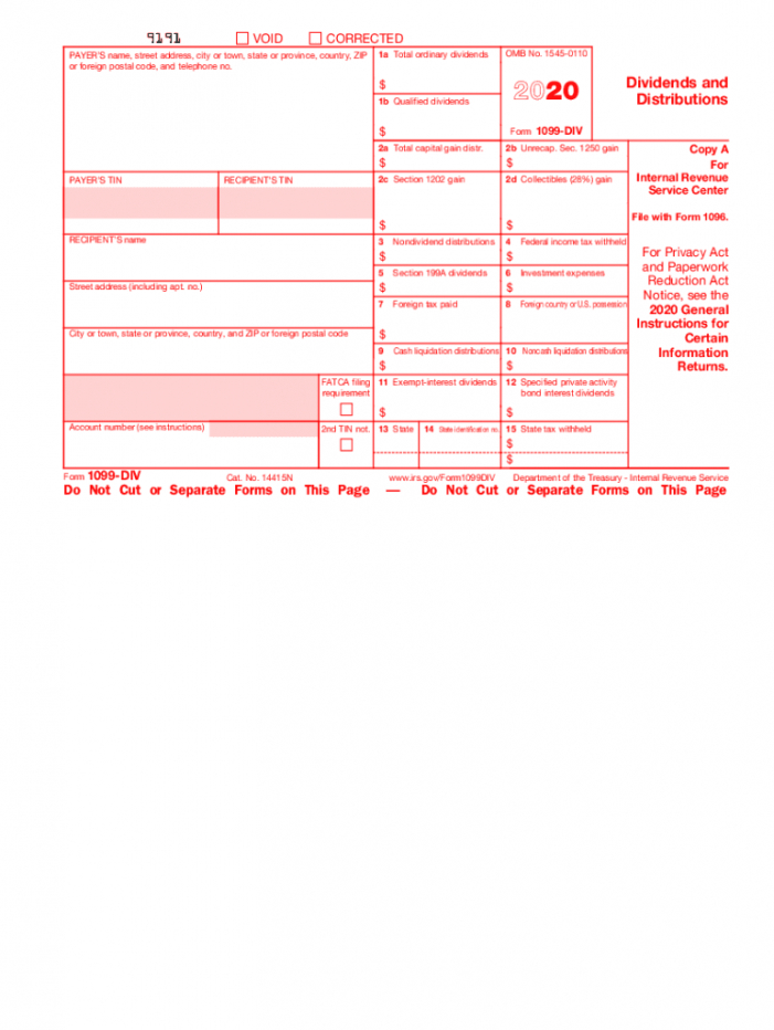 Form 1099 Template  Sample