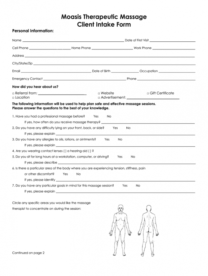 Free Customer Intake Form Template  Sample