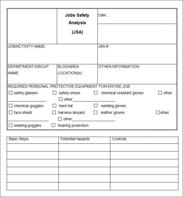 Free Jha Form Template PDF Sample Minasinternational
