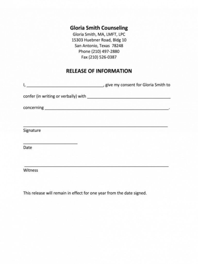 what is required on a release of information form