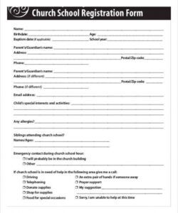 Free Sunday School Registration Form Template Excel