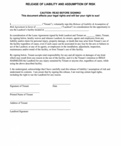 Injury Waiver Form Template Excel