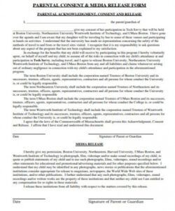 Media Release Form For Minors Template Doc Sample