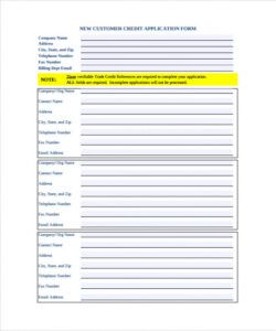 New Customer Information Form Template Excel