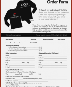 Printable Custom Shirt Order Form Template Pdf Example