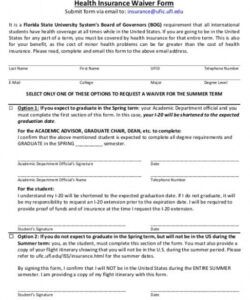 Printable Employee Health Insurance Waiver Form Template Word Sample