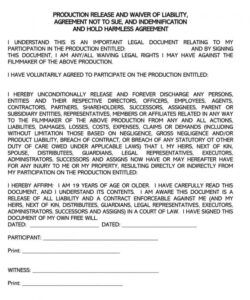 Printable Injury Waiver Form Template Word Example