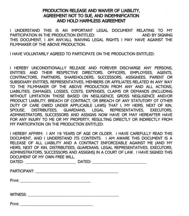 Printable Injury Waiver Form Template Word Example Minasinternational