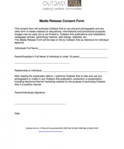 Media Release Form For Minors Template