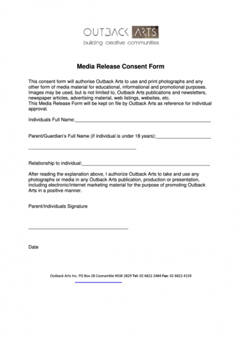 Printable Media Release Form For Minors Template Example