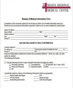 Printable Release Of Medical Information Form Template Doc Example