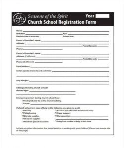 Printable Sunday School Registration Form Template  Example