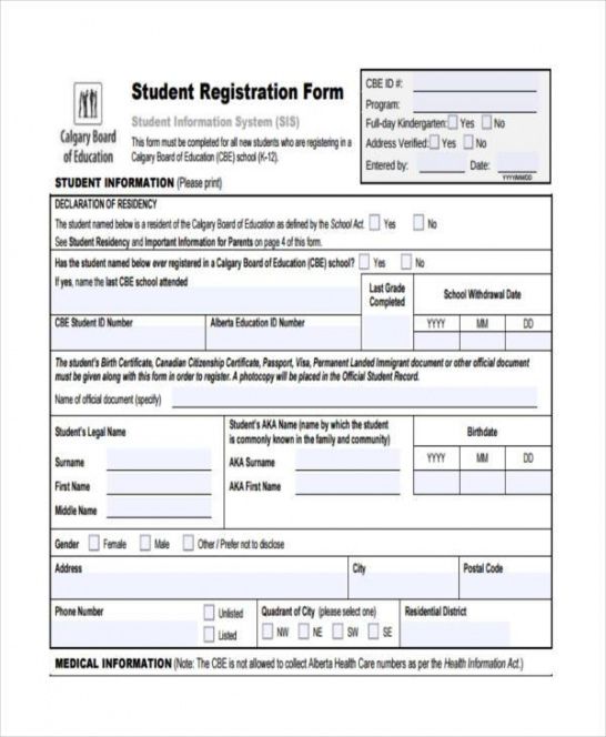 Printable Sunday School Registration Form Template