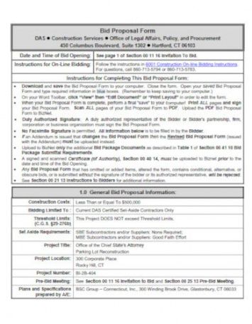 Professional Construction Bid Form Template Word