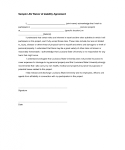 Professional Injury Waiver Form Template Word Sample
