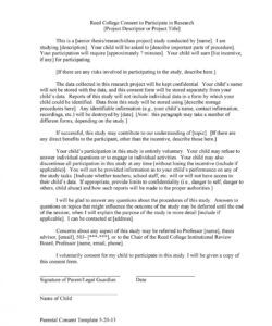 Professional Research Study Consent Form Template  Example