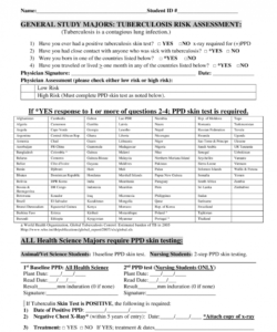 Professional Tb Skin Test Form Template Excel Sample