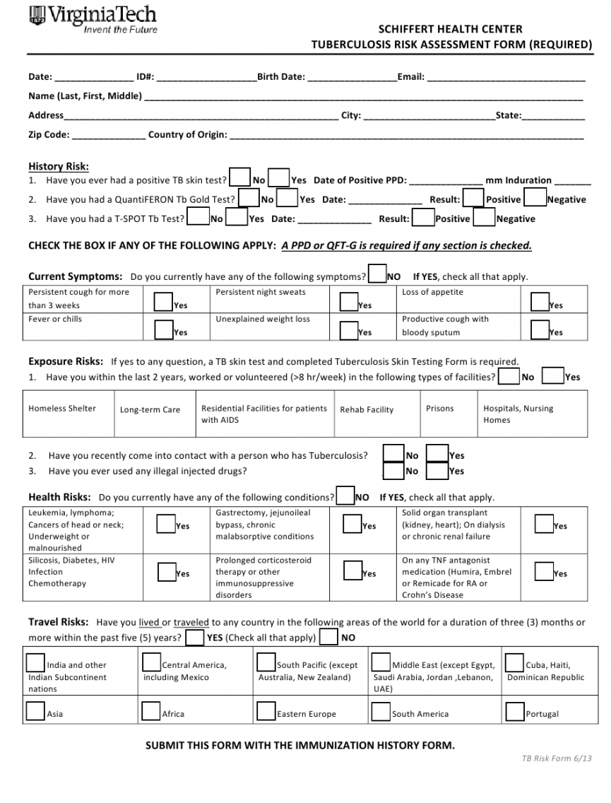 Tb Skin Test Form Template Word