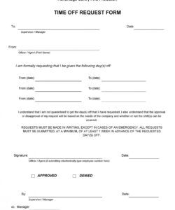 Vacation Time Off Request Form Template