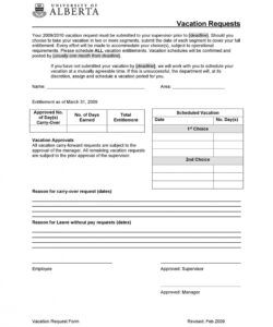 Vacation Time Off Request Form Template Excel Example