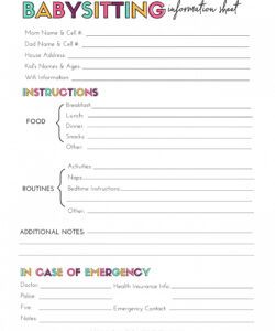 Best Babysitter Emergency Contact Form Template Word